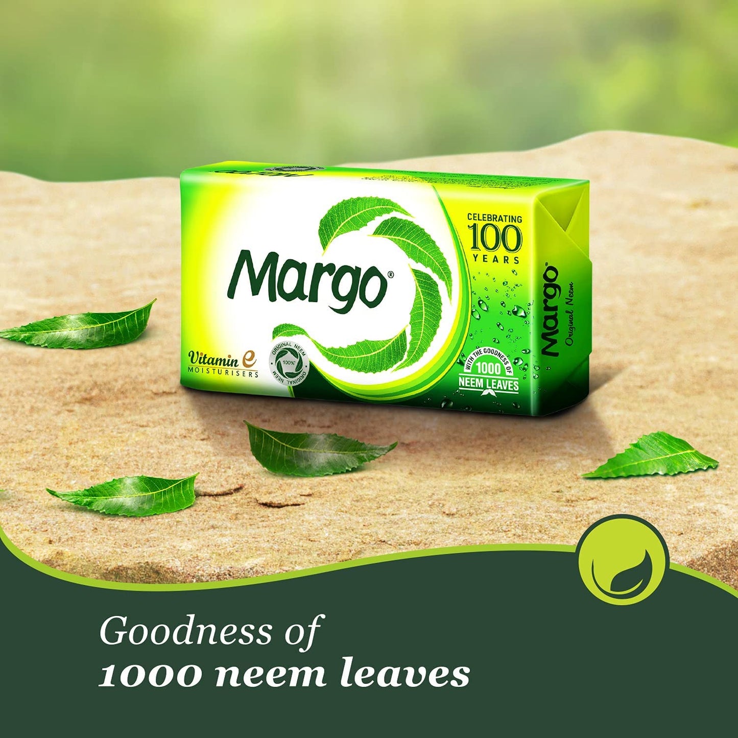 Margo Original Neem Soap 75g X 4, 300 gram | With Goodness of 1000 Neem Leaves | Infused with Vitamin E for moisturising