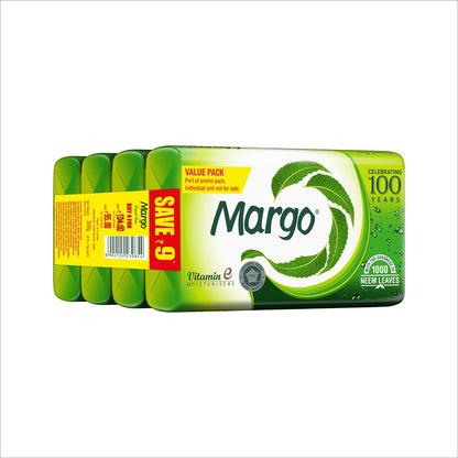 Margo Original Neem Soap 75g X 4, 300 gram | With Goodness of 1000 Neem Leaves | Infused with Vitamin E for moisturising